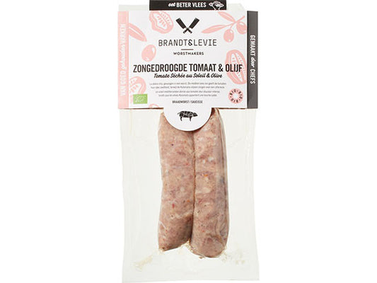 Braadworst van 't Varken met Zongedroogde Tomaat en Olijf